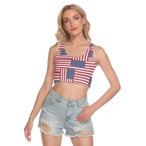 4th of July Patriotic Women's Sport Crop Tank Top