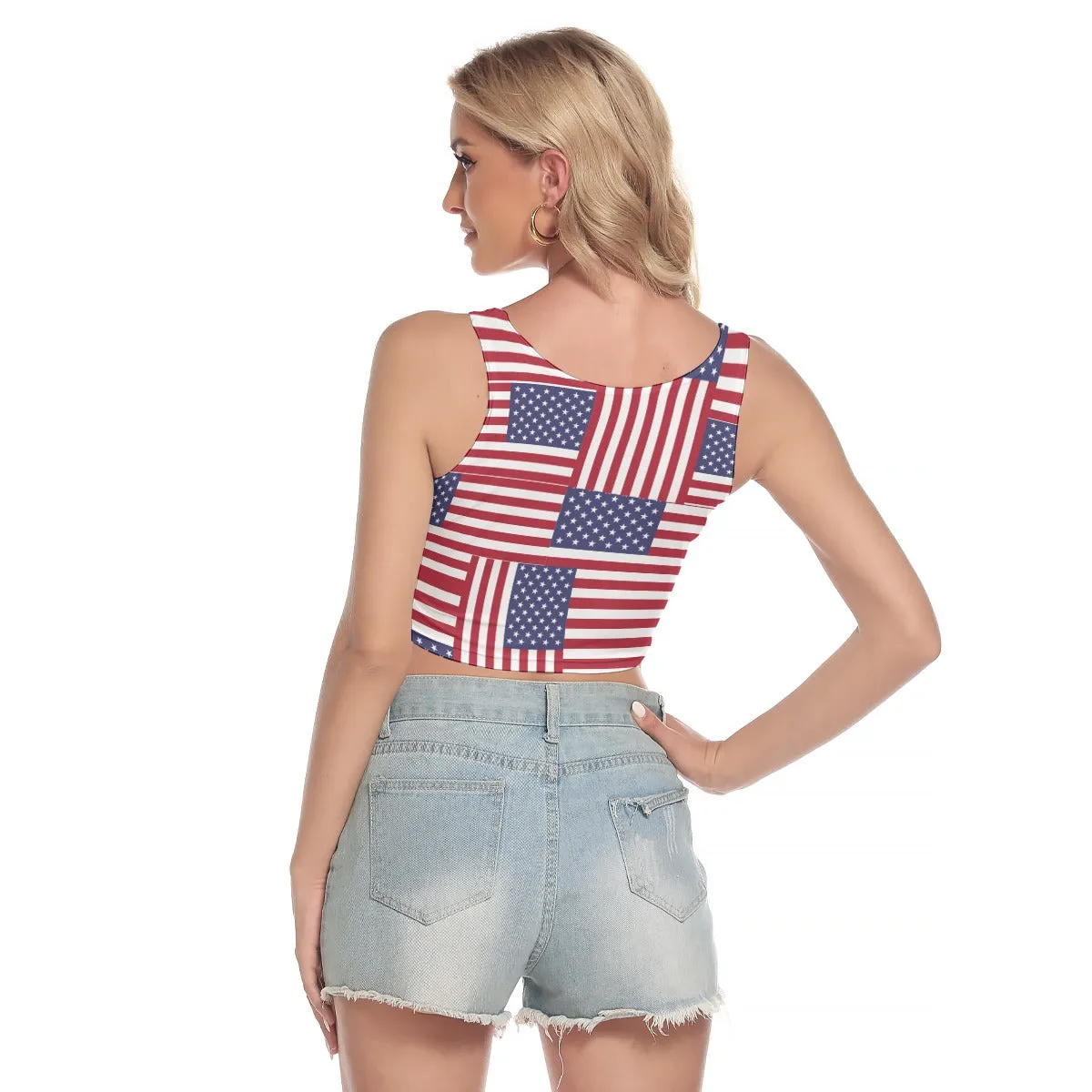 4th of July Patriotic Women's Sport Crop Tank Top