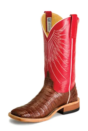 Anderson Bean Mens 13in Kidskin Red/Tobacco Caiman Belly Cowboy Boots