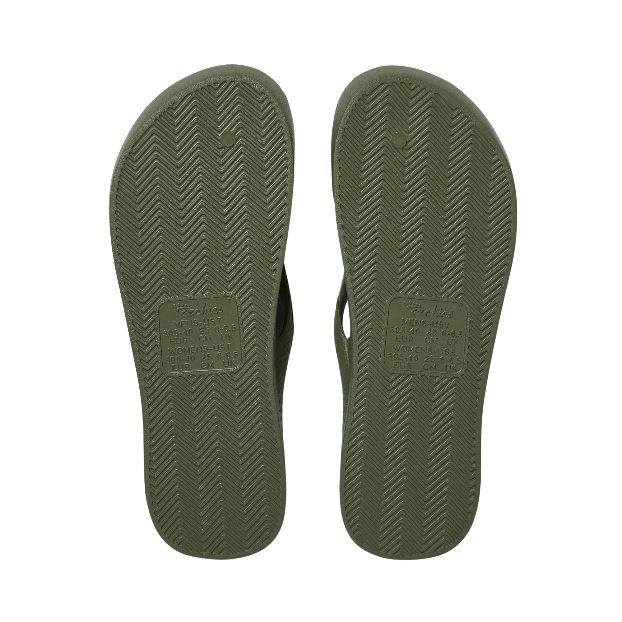 Archies Arch Support Flip Flops - Khaki