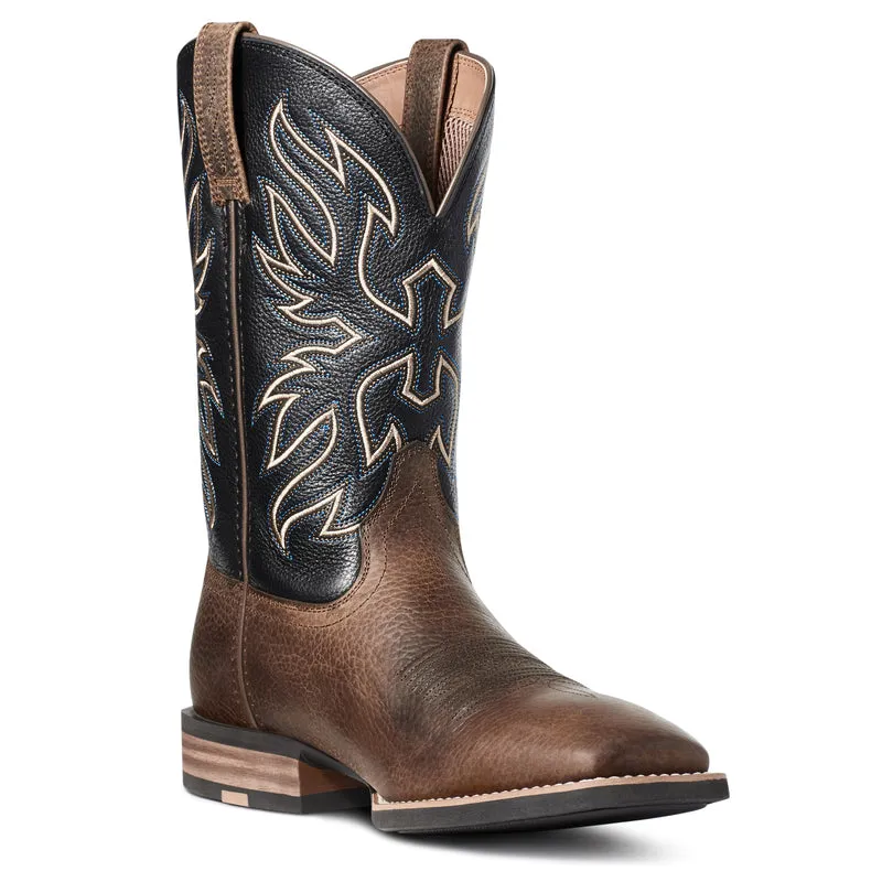 'Ariat' Men's 11" Everlite Vapor Western Square Toe - Ranch Brown / Black Deertan