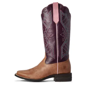 'Ariat' Women's 13" Jackpot Western Square Toe - Tan / Purple