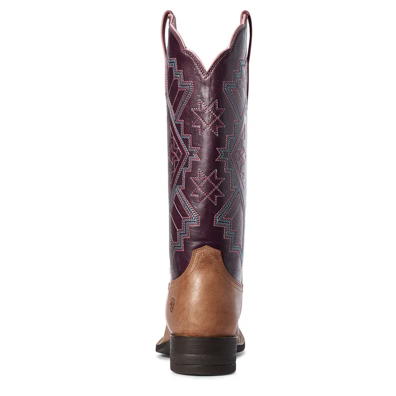 'Ariat' Women's 13" Jackpot Western Square Toe - Tan / Purple