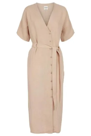 Asymmetrical Button-Down Wrapped Midi Dress