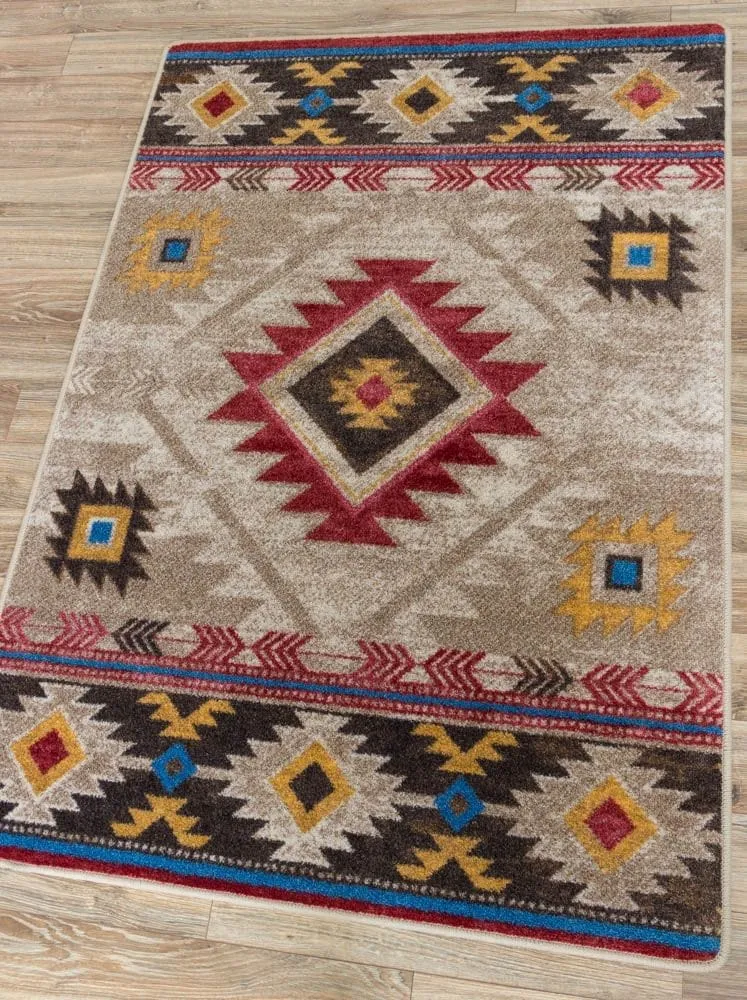 Aztec Whiskey River Rug in Beige XL