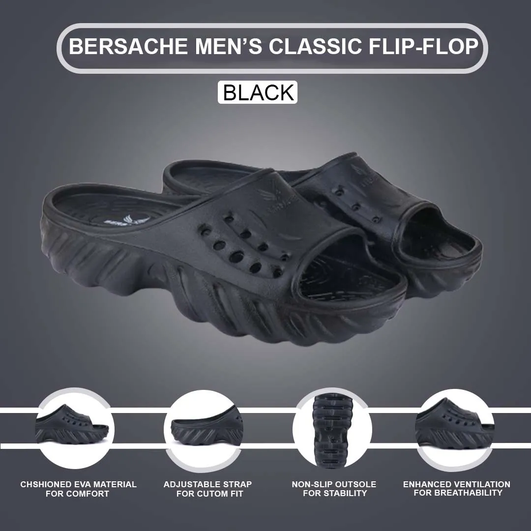 Bersache Extra Soft Classic Casual with  Regular wear with Ultra Soft & Flexibility Technology Flip Flop for Men's & Boy's (6172-Black)