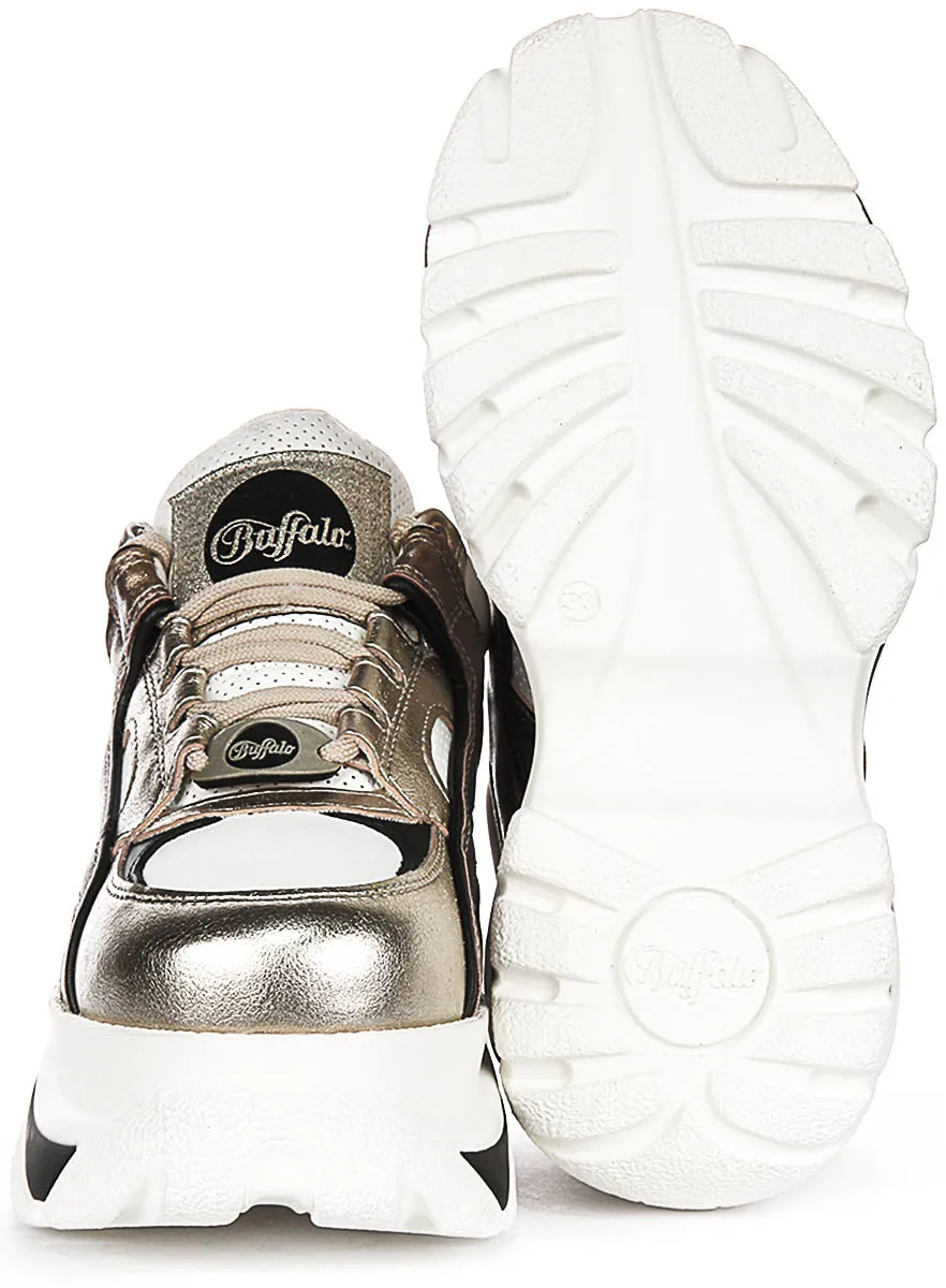 Buffalo 1339-14 Platform Trainers Silver Gold For Women