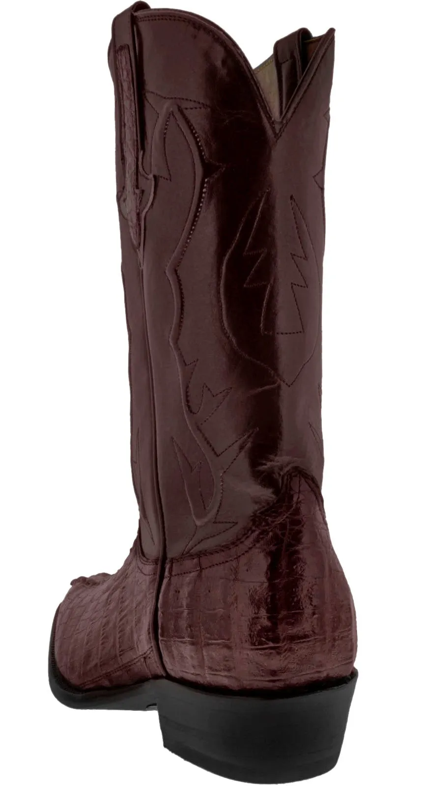 Burgundy Leather Cowboy Boots Real Crocodile Tail Skin J Toe