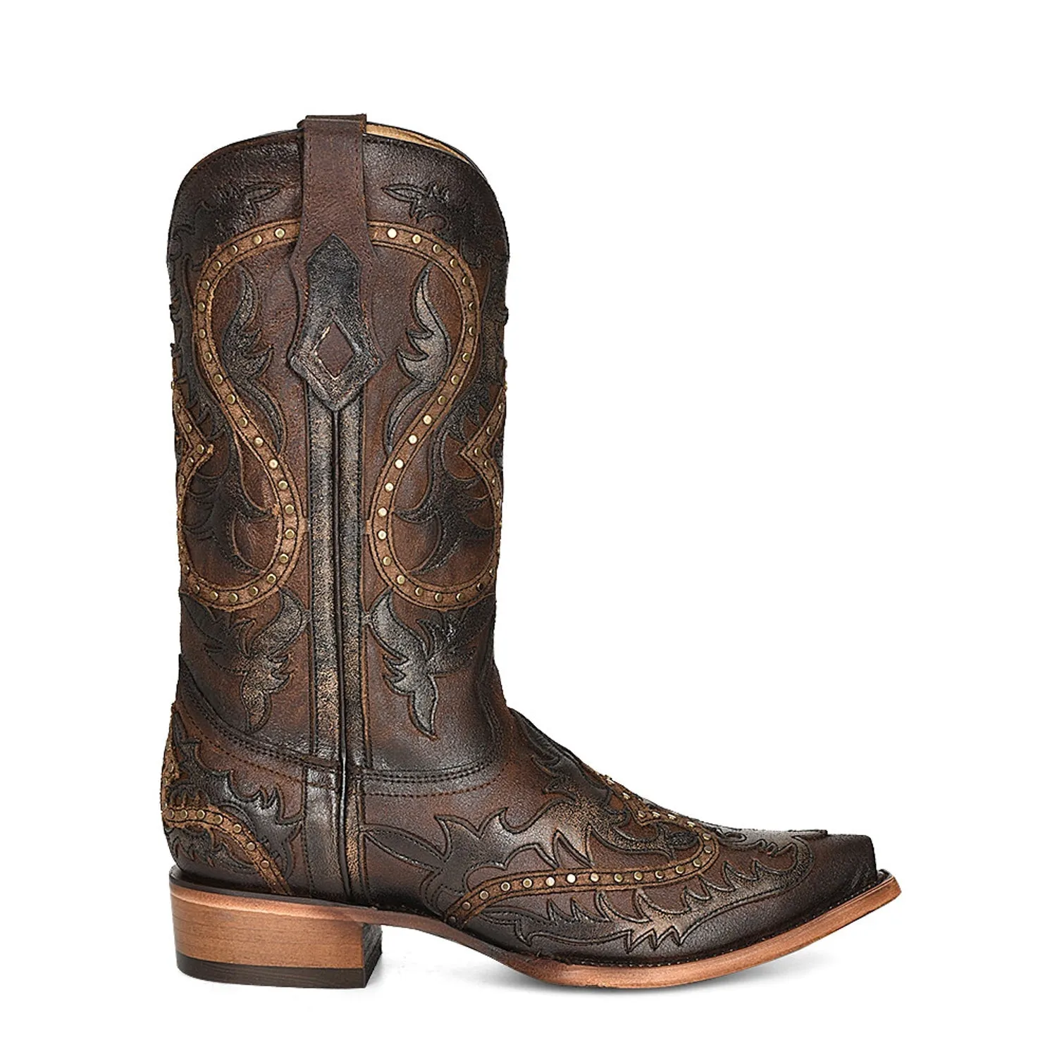 Corral Mens C3990 Brown Leather Overlay Cowboy Boots