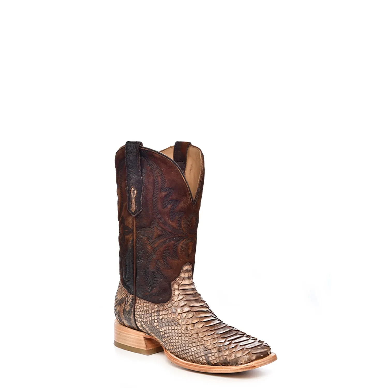 Corral Mens Embroidery Lamb Square Toe Brown Python 11in Cowboy Boots