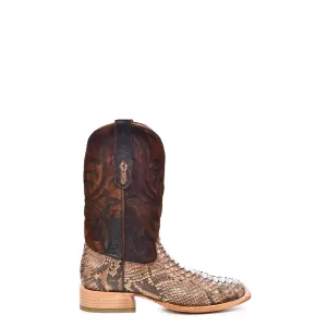 Corral Mens Embroidery Lamb Square Toe Brown Python 11in Cowboy Boots