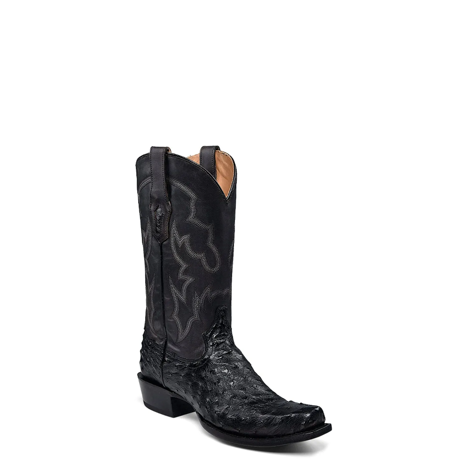 Corral Mens Embroidery Narrow Square Toe Black Ostrich 12in Cowboy Boots