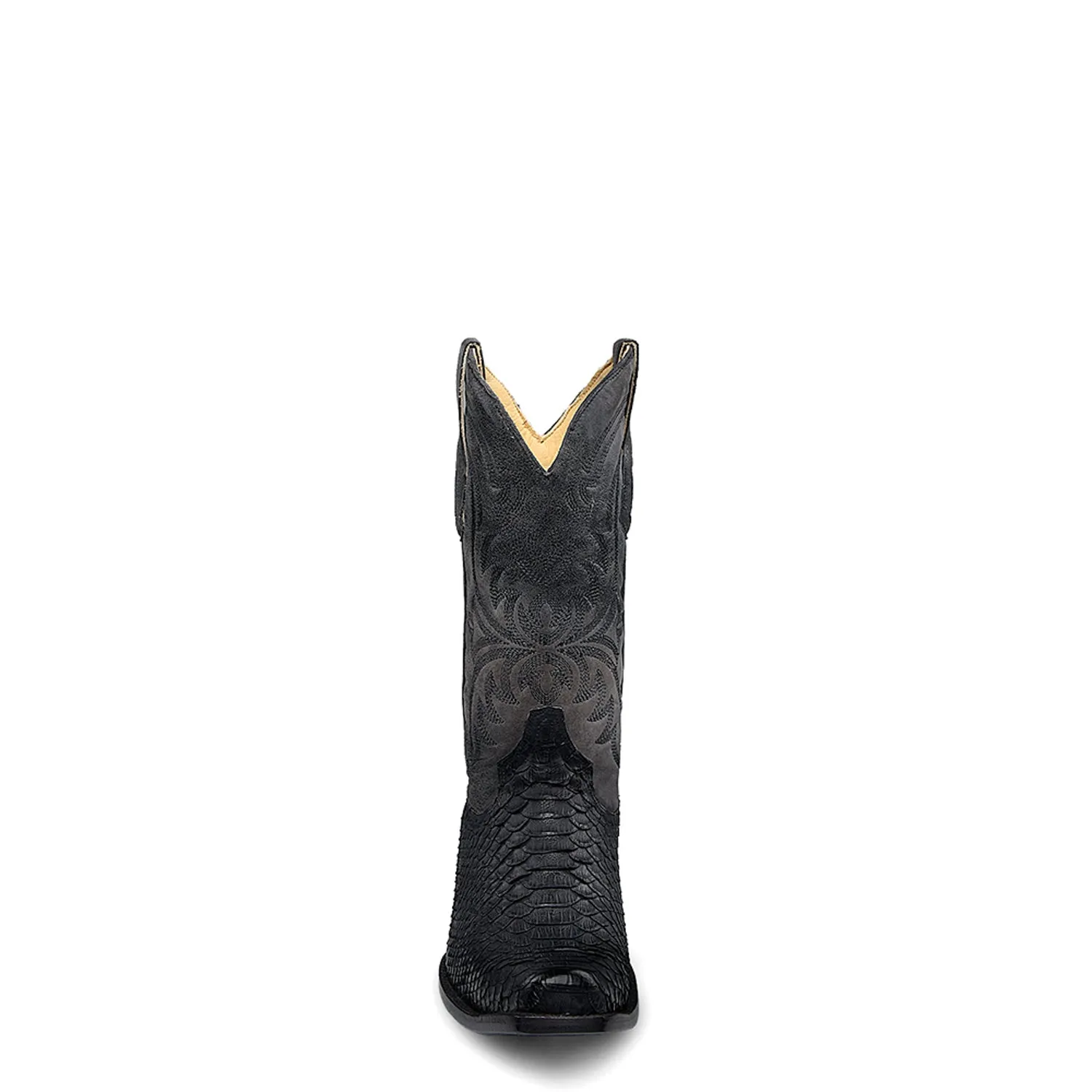 Corral Mens Embroidery Narrow Square Toe Black Python 12in Cowboy Boots