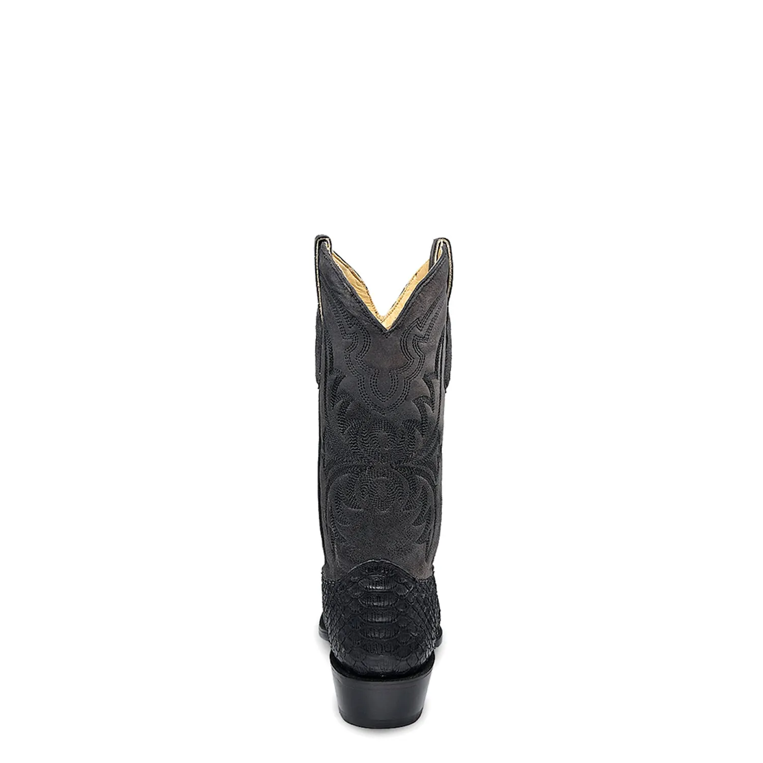 Corral Mens Embroidery Narrow Square Toe Black Python 12in Cowboy Boots