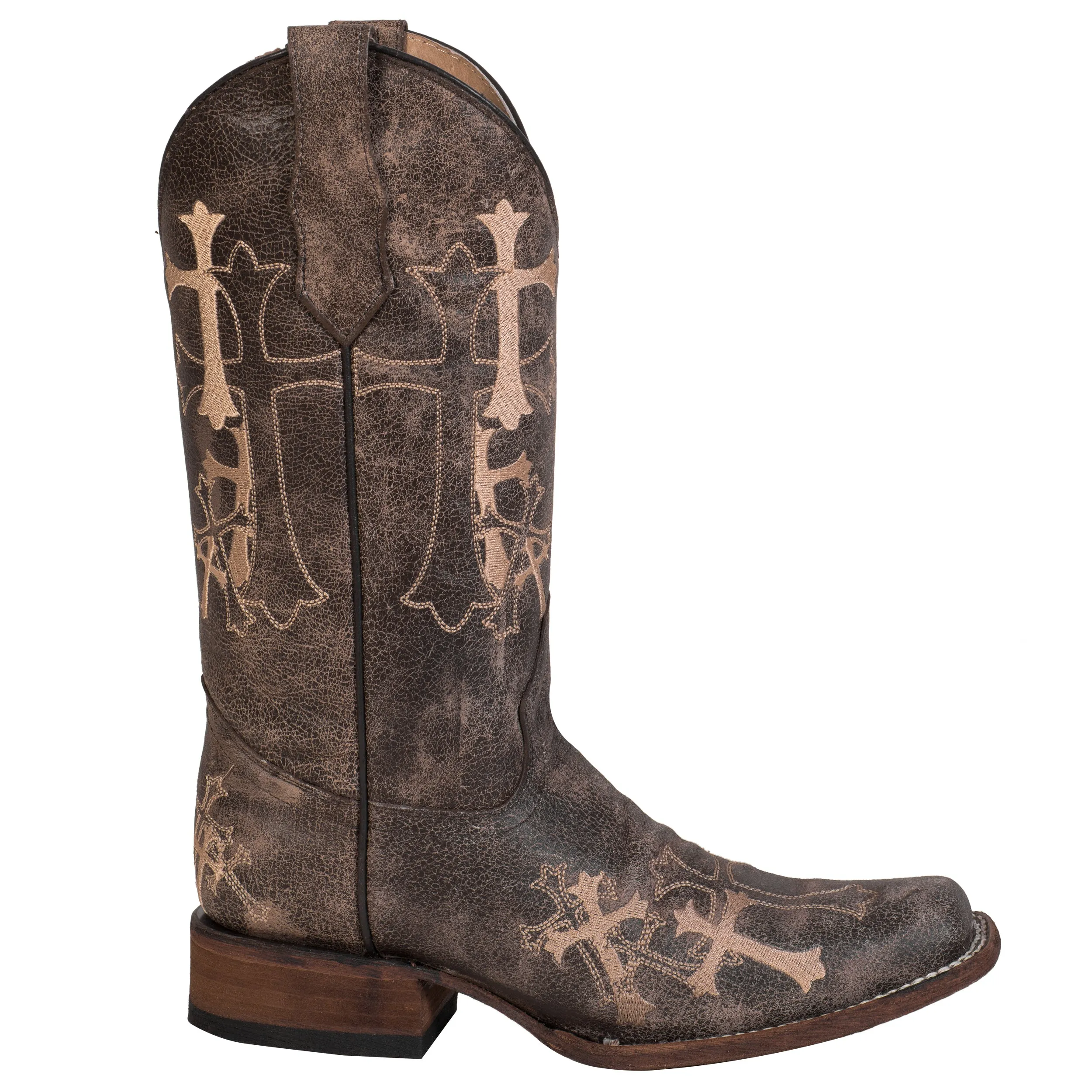 Corral Urban Ladies Embroidery Brown Cowhide Leather Cowgirl Boots