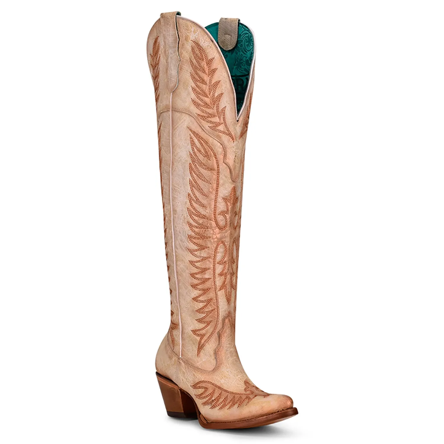 Corral Urban Womens Over-The-Knee Cowboy Boots Leather Beige