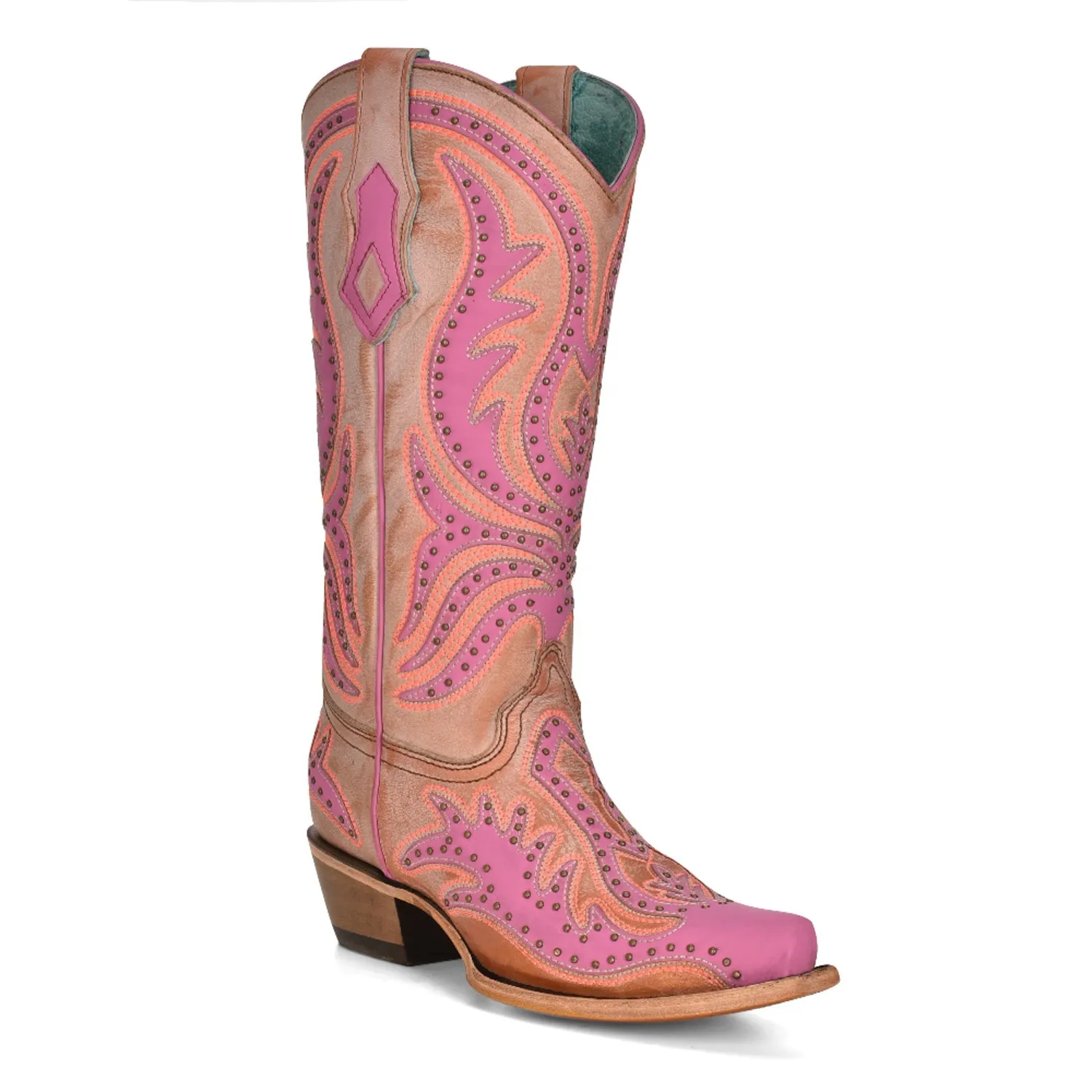 Corral Womens C3970 Neon Pink Leather Western Cowboy Boots