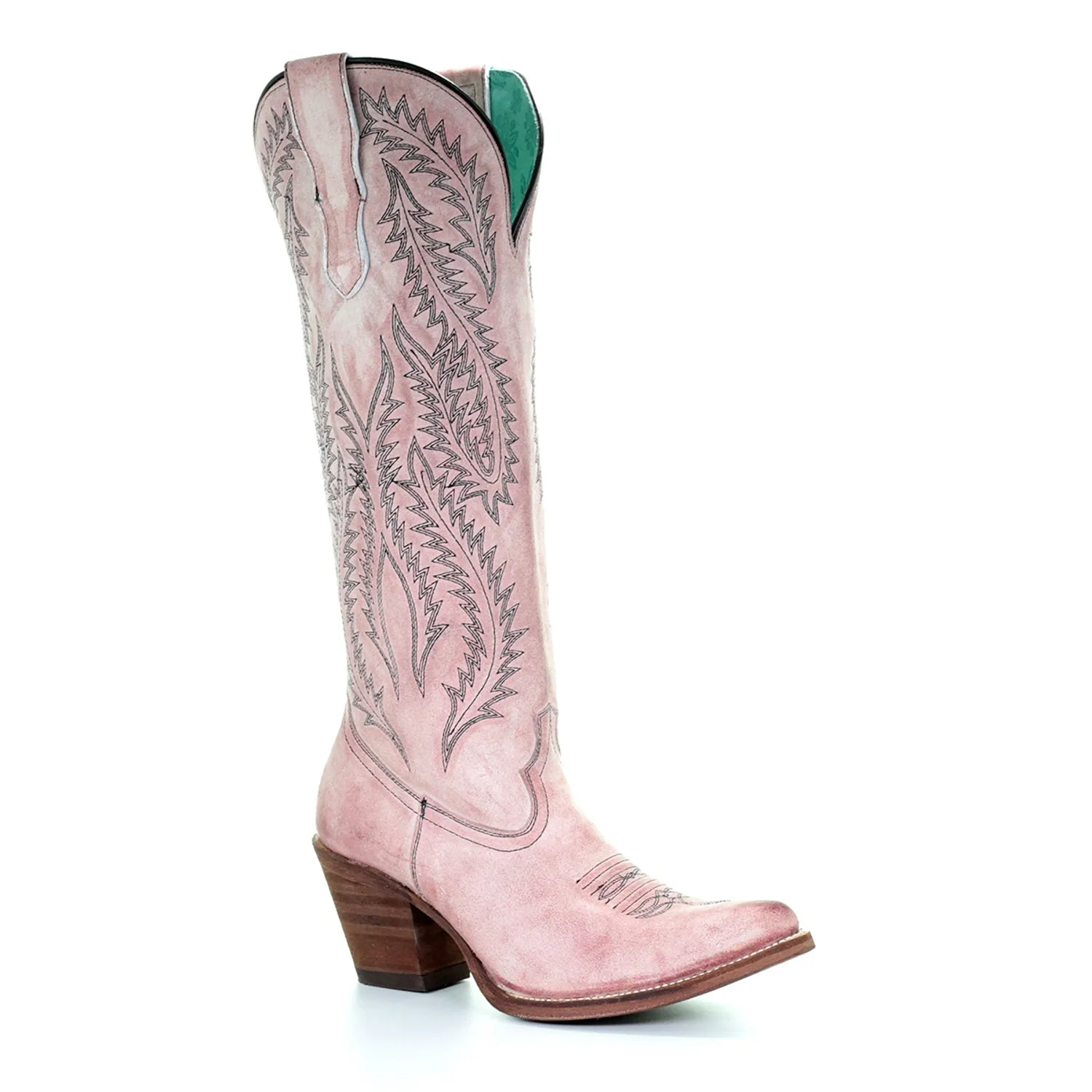 Corral Womens E1447 Dusty Rose Leather 16in Classic Cowboy Boots