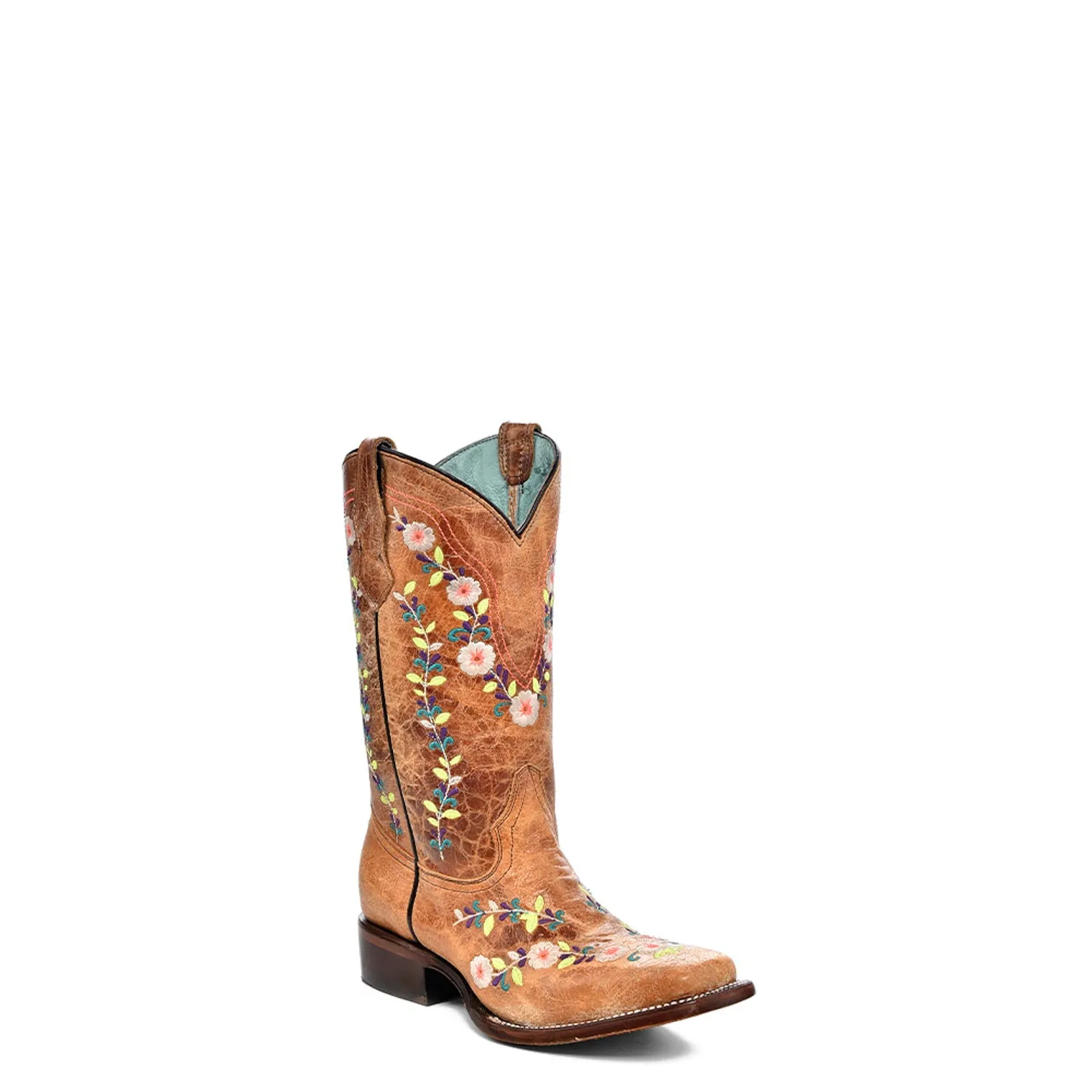 Corral Youth Girls Teen Glow in the Dark Floral Honey Cowhide Cowboy Boots