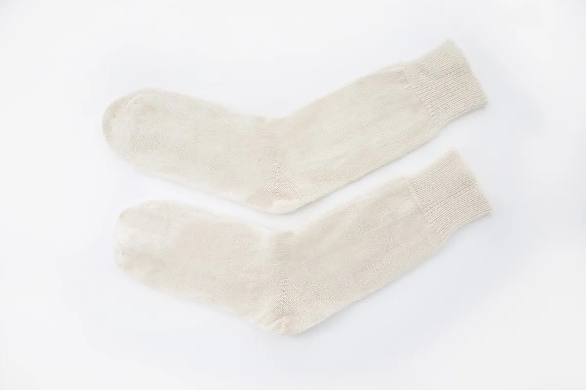 Cream White Alpaca Undyed Socks  - Made in Britain