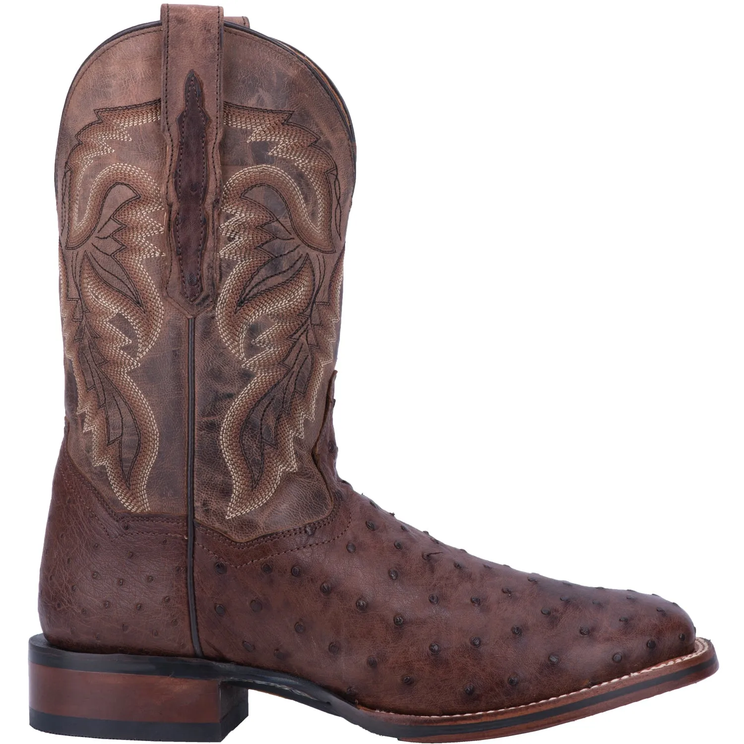 Dan Post Mens Alamosa Cowboy Boots Ostrich Chocolate