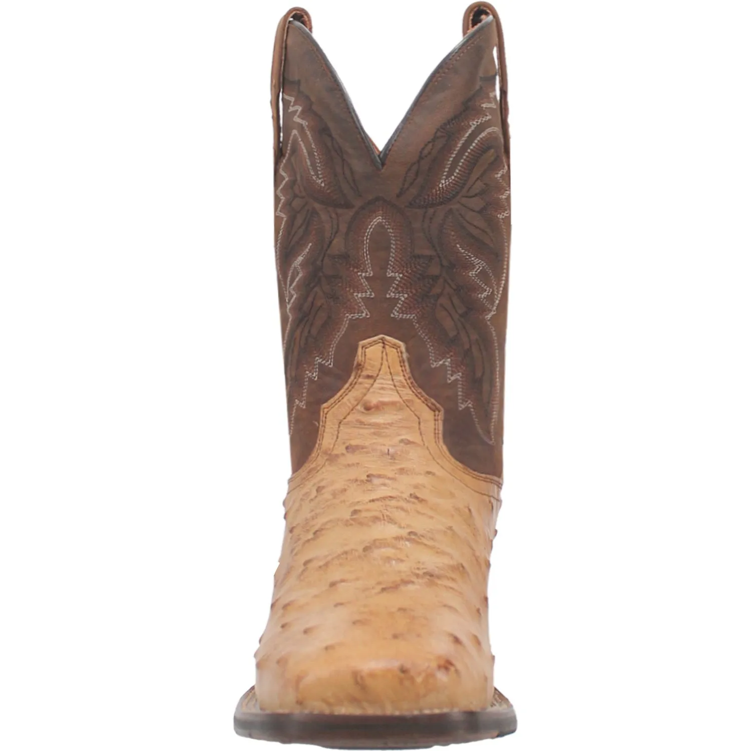 Dan Post Mens Alamosa Sand/Chocolate Full Quill Ostrich Cowboy Boots