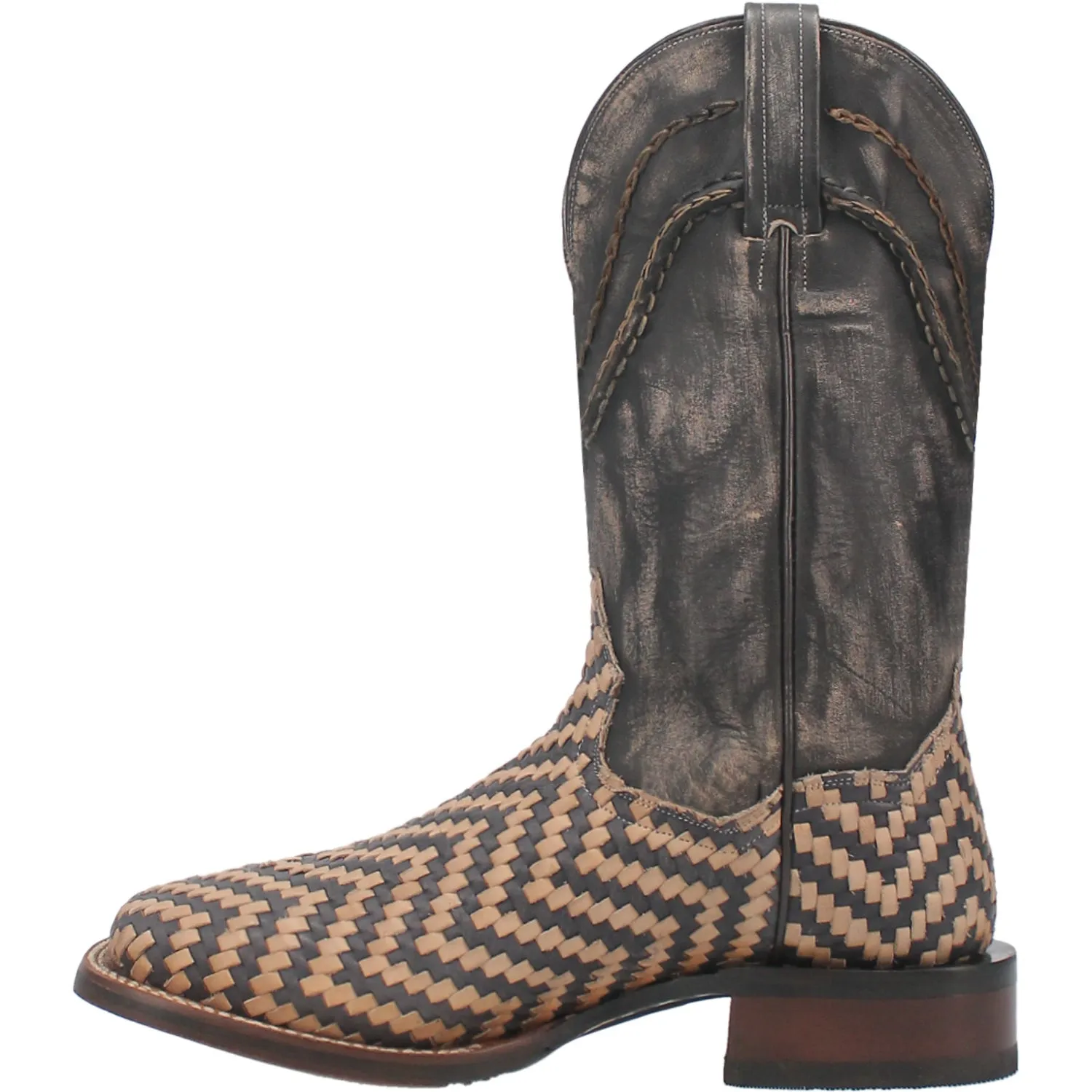 Dan Post Mens Keaton Bone/Black Leather Cowboy Boots