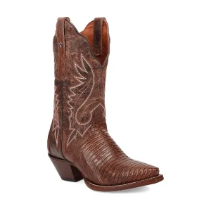 Dan Post Womens Celine Chocolate Lizard Cowboy Boots