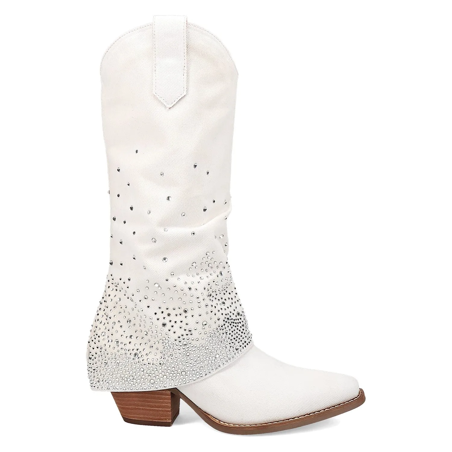 Dingo Women's Eye Candy White Denim Snip Toe Boot DI177