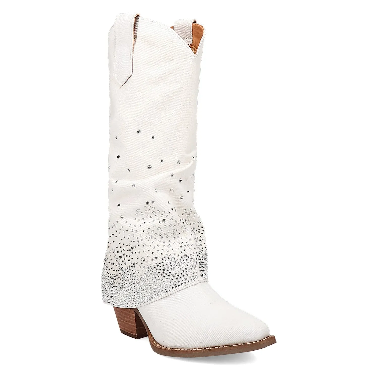 Dingo Women's Eye Candy White Denim Snip Toe Boot DI177