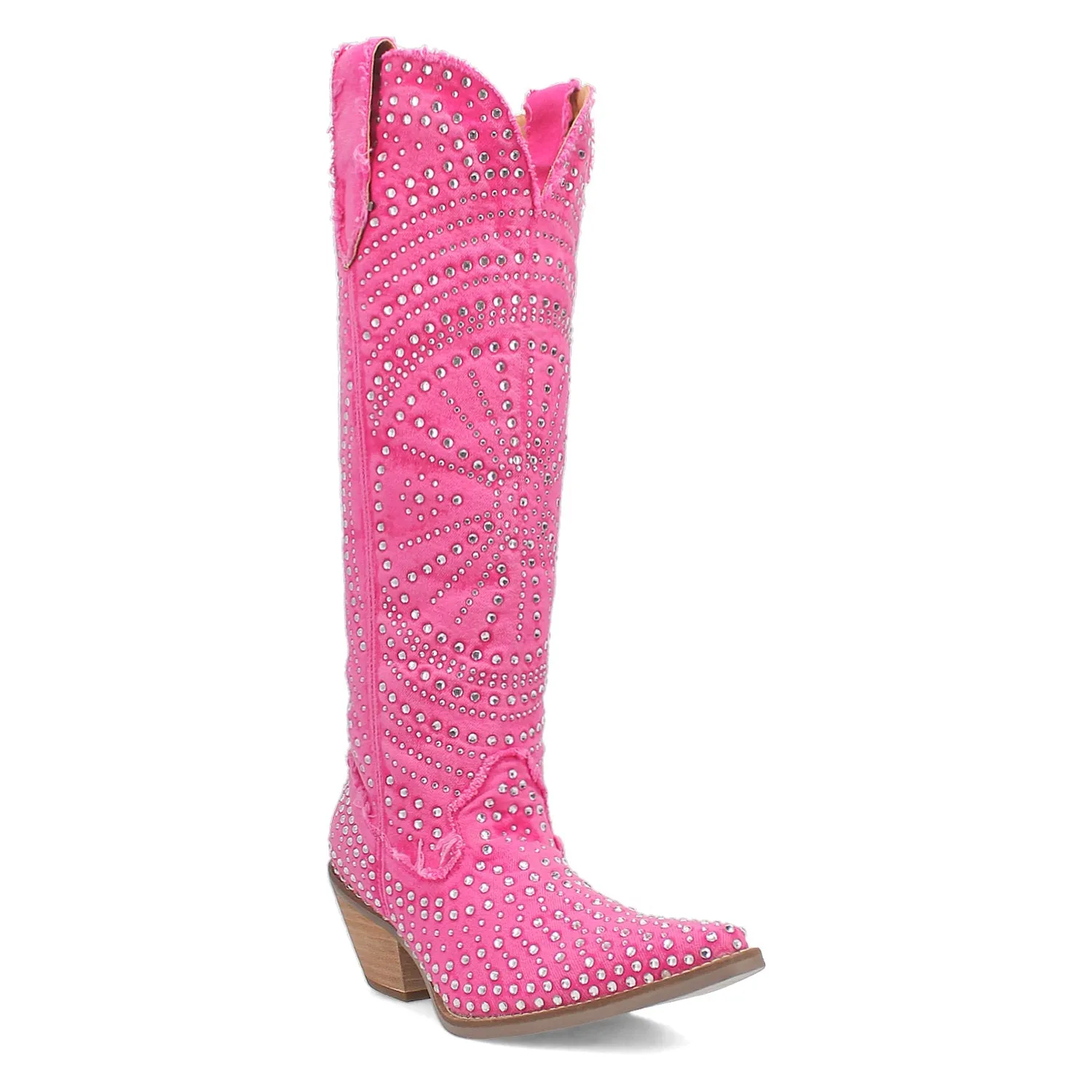 Dingo Womens Honkytonk Honey Pink Denim Cowboy Boots