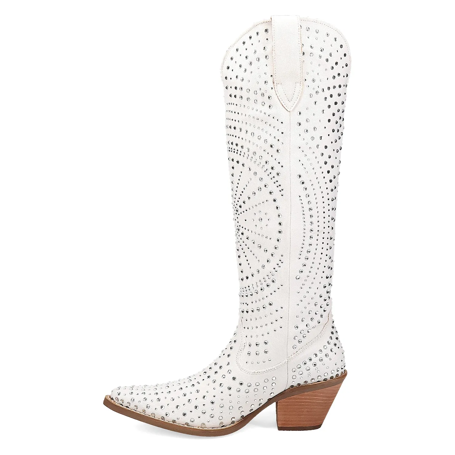 Dingo Womens Honkytonk Honey White Denim Cowboy Boots