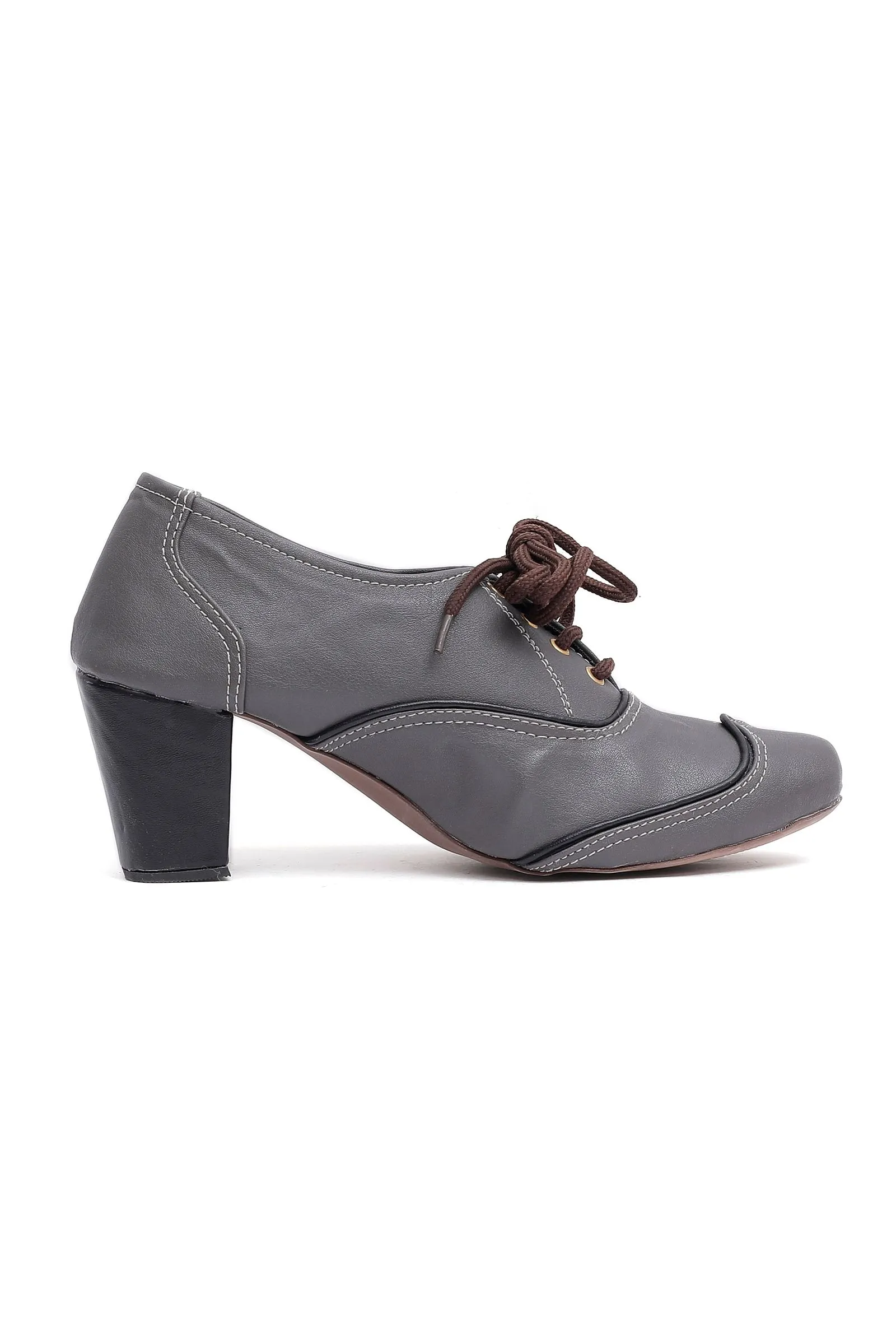 Dove Grey Cruelty Free Leather Oxford Heel Boots