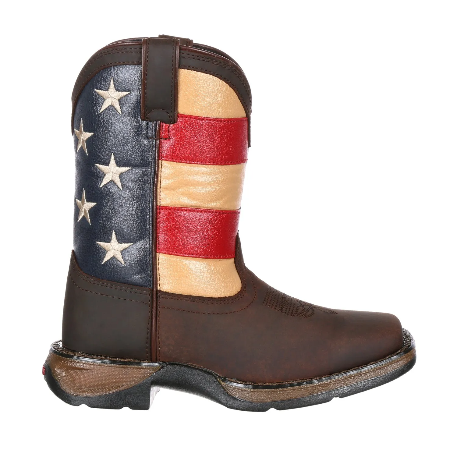 Durango Kids Unisex Lil Rebel Western Brown/Union Flag Leather Cowboy Boots