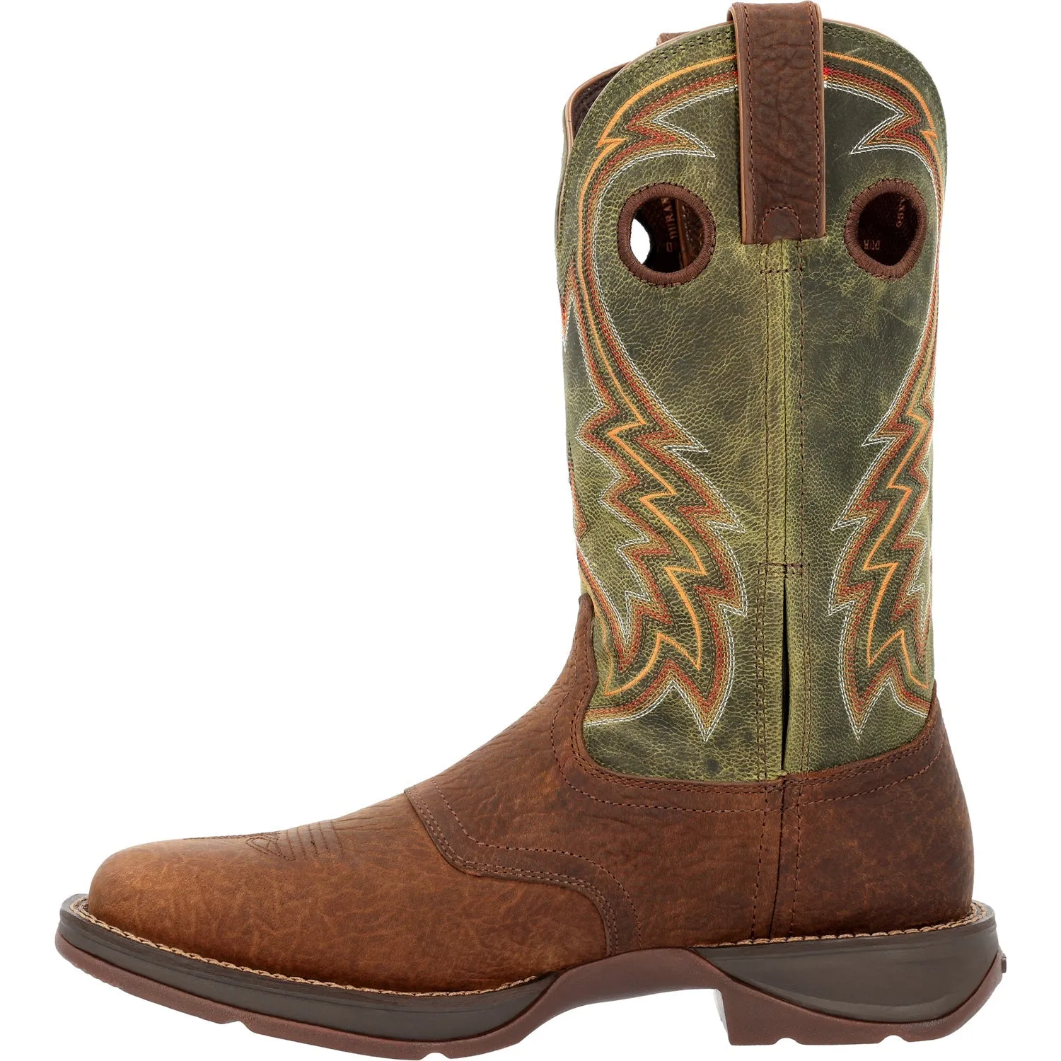 Durango Mens Rebel Western Chestnut/Hunter Green Leather Cowboy Boots