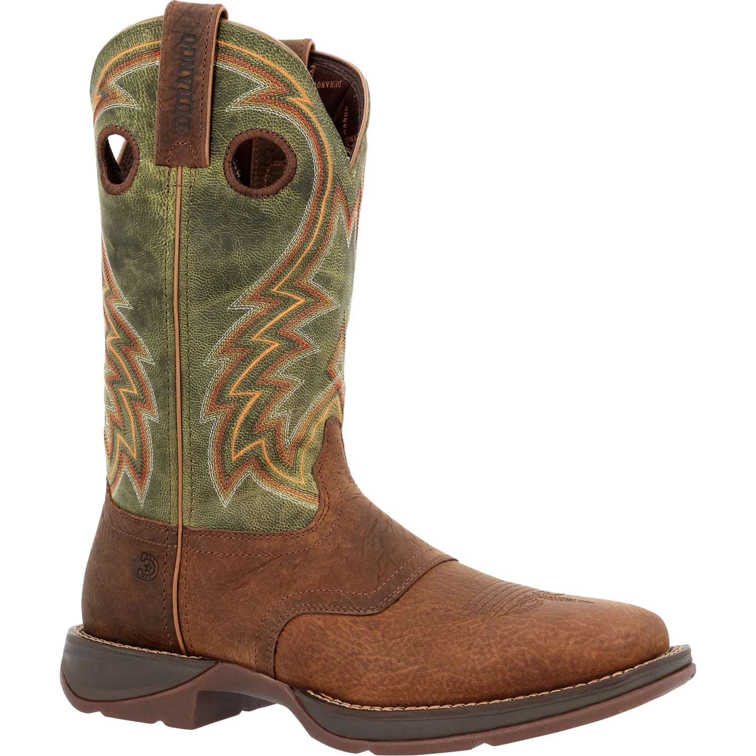 Durango Mens Rebel Western Chestnut/Hunter Green Leather Cowboy Boots