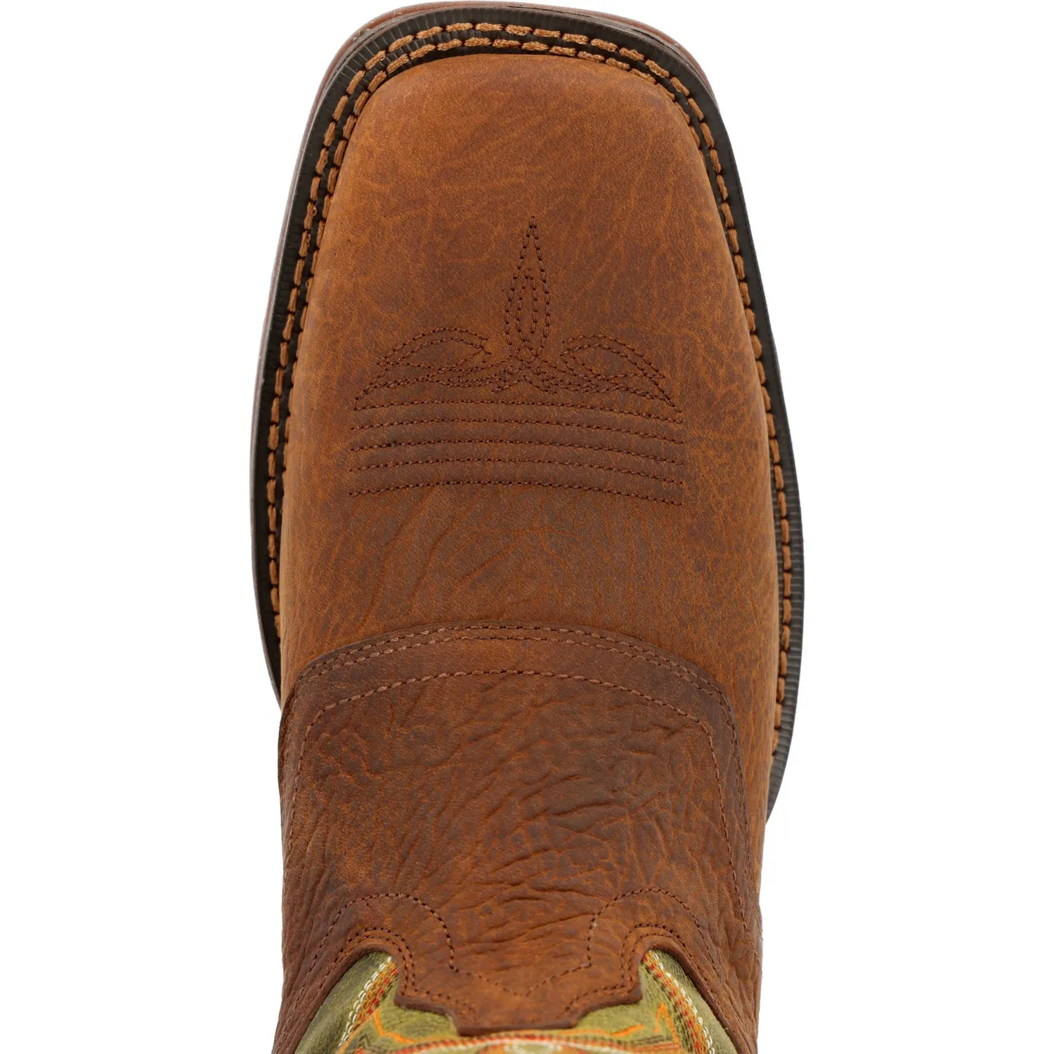 Durango Mens Rebel Western Chestnut/Hunter Green Leather Cowboy Boots