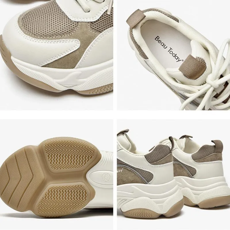 Ergonomic Platform Chunky Lace-Up Sneakers for Women