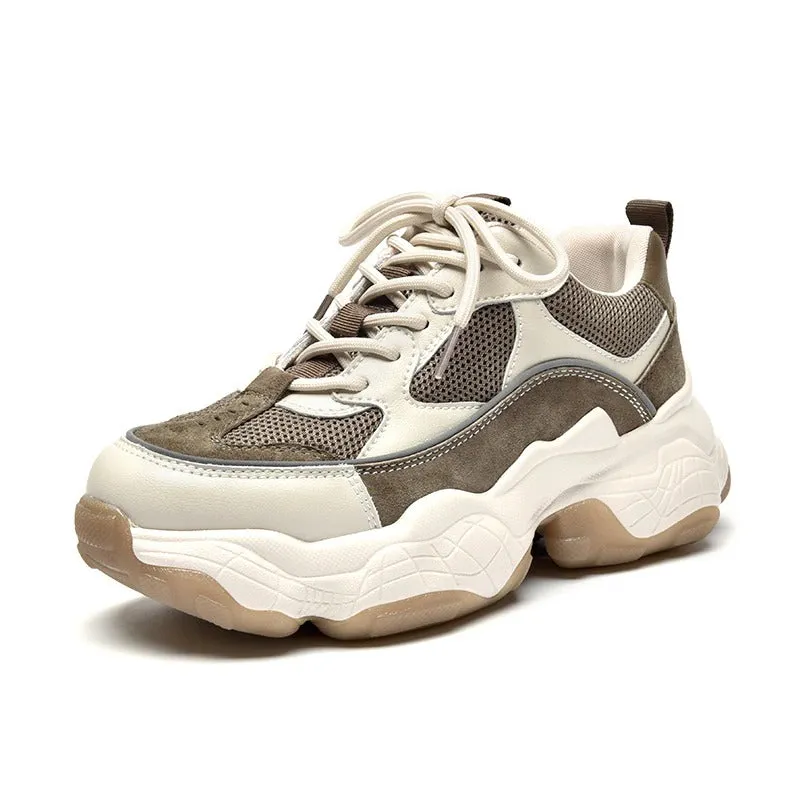 Ergonomic Platform Chunky Lace-Up Sneakers for Women