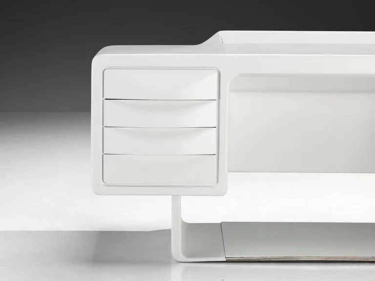 Ernest Igl for Wilhelm Werndl 'Directors' Writing Desk in White Polyurethane