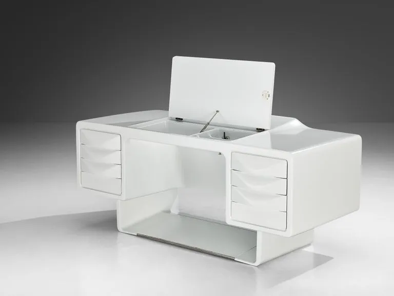 Ernest Igl for Wilhelm Werndl 'Directors' Writing Desk in White Polyurethane