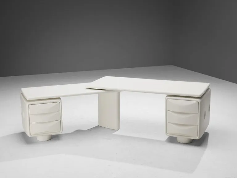 Ernest 'Igl' Hofmann Corner Desk in White Polyurethane