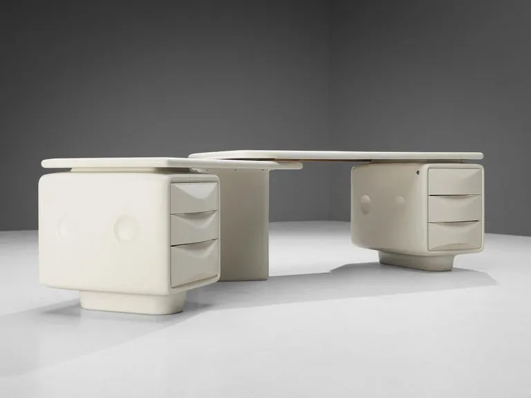 Ernest 'Igl' Hofmann Corner Desk in White Polyurethane