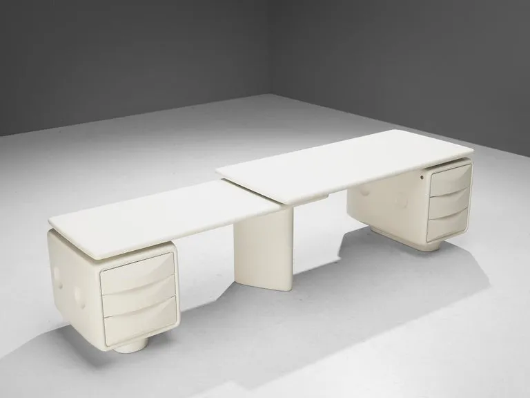 Ernest 'Igl' Hofmann Corner Desk in White Polyurethane