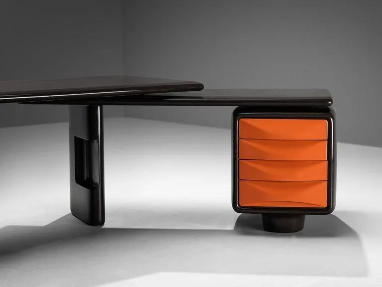 Ernest 'Igl' Hofmann 'Jet' Corner Desk in Brown & Orange Polyurethane