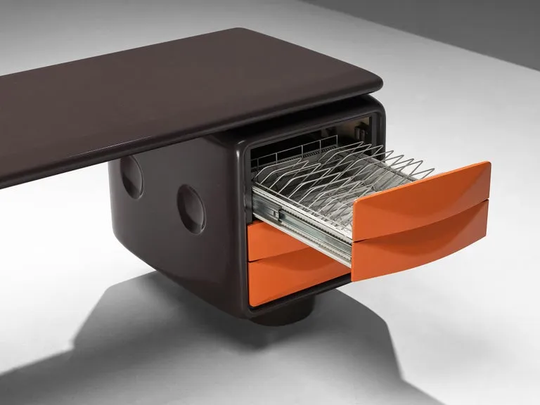 Ernest 'Igl' Hofmann 'Jet' Corner Desk in Brown & Orange Polyurethane