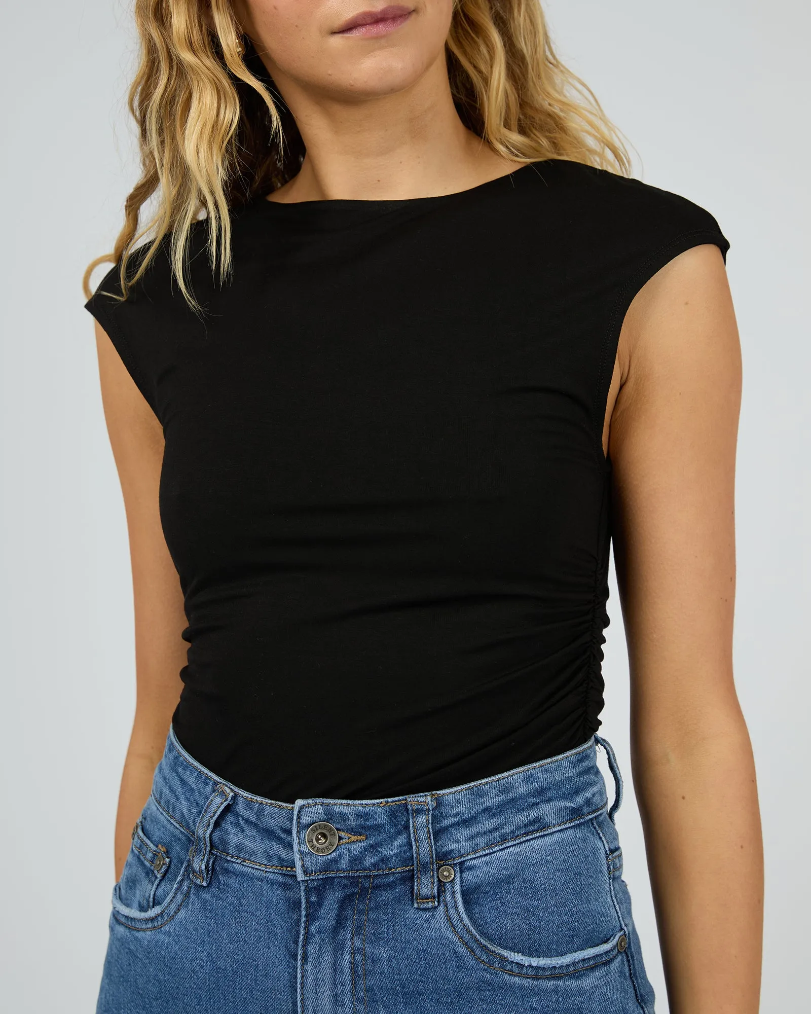 Evie Ruched Top Black