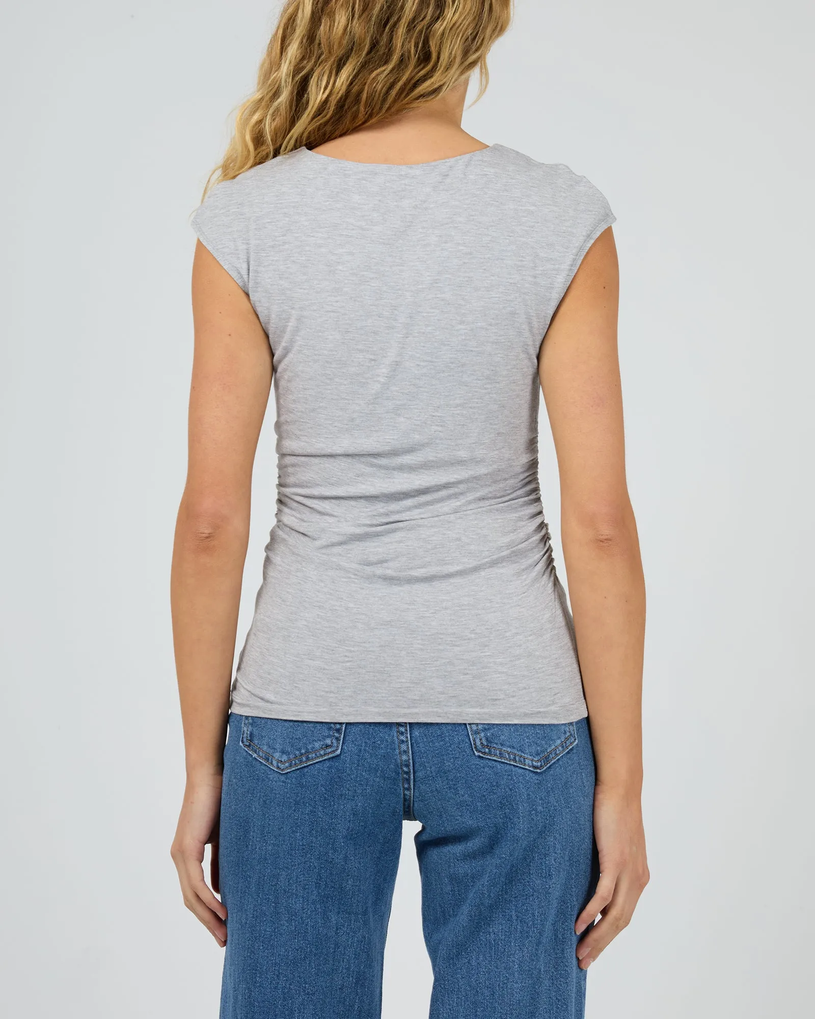 Evie Ruched Top Grey Marle