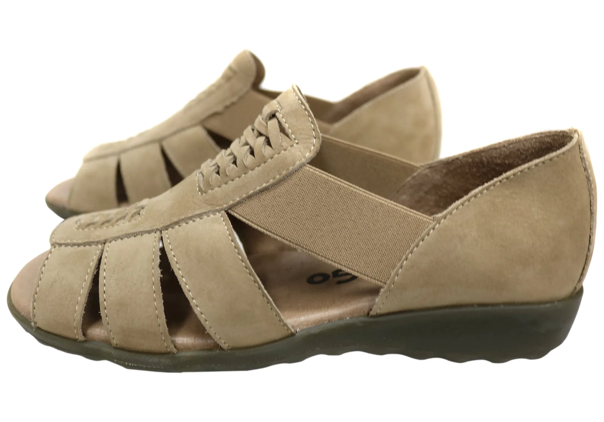 Flex & Go Rozie Womens Comfort Leather Sandals Shoes Made In Portugal