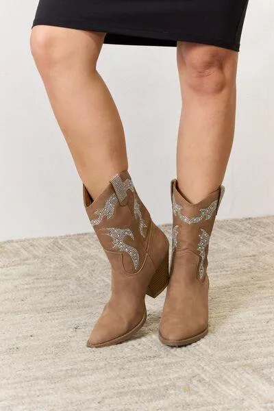 Forever Link Rhinestone Detail Cowboy Boots